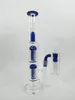 32 cm de haut, taille de joint de 14 mm, bong en verre, conduite d'eau en verre, plate-forme pétrolière bleue