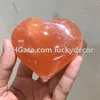 2Pcs Superbe grand cristal de palmstone de cœur de sélénite orange poli, pierre d’ange, pierre précieuse de guérison du chakra Reiki, lapidaire minéral, spécimen