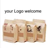 Achthoekige tas Thicken Stand Up Kraft Paper Zip Tassen voor Koffiemoeren Snack Thee Verpakking Opslag Zakken met Frosted Venster