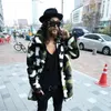 Fashion-New Fashion Men's Faux Fur Coat Camouflage Warm Kanin Varm Jacka Mens Vinter Läder Jackor Lapel