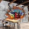 Murales 3D personalizzati Carta da parati Chitarra Rock Graffiti Art Muro di mattoni rotti KTV Bar Utensili Decorazione della casa Pittura murale Affresco