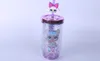 The latest Drinkware mixed color doll series with straws, sequined solid cups, double-layer plastic cup, support customization