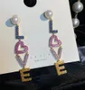 Мода - Кубический цирконий Серьги любви для леди Полная бриллиант Серьги 18K Позолоченный бренд Ювелирные Изделия Женщины Свадьба Письмо Серьги