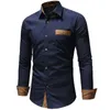 Mens manches longues Slim Fit Pocket Pocket Top robe formelle Shirt Shirt Designer T-shirts Fit régulier