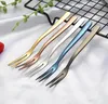 Fruit Fork Luxury Stainless Steel Gold Cake Dessert Forks Lovely Mini Fork Used For Cake in Party Snail Fork Restaurant Kitchen bar tools