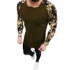 2019 Floral Patchwork Long Sleeve Round Neck T-Shirt Men Slim Fit Casual Summer Top