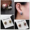 Vintage personnalisé cristal crâne boucles d'oreilles pour femmes hommes Punk or argent Rose or boucle d'oreille Halloween bijoux cadeau