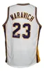 Pete Maravich #23 LSU 흰색 노란색 Tigers College 레트로 농구 유니폼 Mens Stitched Custom Any Number Name