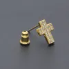 New Fashion Trendy Europe and America Personality Hip Hop Gold SIlver Color CZ Cross Earrings for Men Women Nice Gift