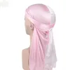 Moda Mens Satin Silky Durag Bandanna Turban Peruki Double Color Silky Durag Headwear Headband Pirate Hat Akcesoria do włosów dla kobiet i mężczyzn