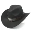 Chapeau de cowboy de style occidental pour hommes et femmes, casquette de cow-girl à large bord avec large ceinture pour Halloween, anniversaire, fête de mascarade de Noël