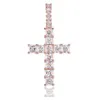 Iced Out Square Diamond Cross Pendant Necklace Bling Micro Pave Cubic Zirconia Simulated Diamonds Jesus Cross Pendant 24 Ing Rope 240B