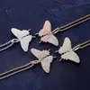 Luxury Designer Full Diamond Small Butterfly Necklace Pendant Gold Silver Plated Shine Mens Hip Hop Jewelry Gift