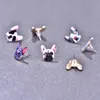 Mignon émail impression chien boucles d'oreilles pour femmes coloré chiot animal dessin animé ethnique boucles d'oreilles mode bijoux cadeau