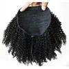 Afro Kinky Curly Clip in Ponytails Puffs with Drawstring One-Piece Hair Extention for African American Black Women color 1b 14inch