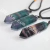 10pcs 무지개 fluorite 목걸이 보석 포인트 펜던트 손으로 세련된 더블 종결 된 fluorite 수정 같은 지팡이 조절 코드 목걸이