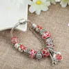 Wholesale- Red Tower Pendant Bracelet for Pandora Jewelry Silver Plated DIY Charm Beaded Bracelet with Original Box Holiday Gift