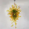 Lamp Long Flower Chandeliers Lighting Amber and Green Shade Pendant Lamps Modern Hand Blown Glass Chandelier with LED Bulbs