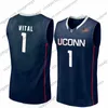 Баскетбол в колледже носит пользовательский Uconn Huskies College Basketball White Navy Grey Connecticut Ed Любое название № 4J Alena Dams1 C