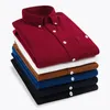 Plus Size 5xl Autumn/winter Warm Quality Corduroy long sleeved button collar smart casual shirts for men comfortable