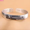 Bangle Thai Silver Craft Kvinnors Fracelet Buddhist Hand Ornament Pure 999 Smycken Lotus Heart Sutra Armband