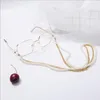 EuAM Eleglant Frauen Doppelschicht Brillenkette Perlen Metall Sonnenbrille Lanyard Anti-Rutsch-Brille String Zubehör Wholes253L