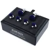 Men's Tuxedo Shirt Jewelry Cufflink Stud Set Fashion Blue&Purple Silk Knot Cuff Links Button Come With Box1