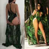 Kvinnor Floral Bikini Beachwear Cover Up Beach Dress Summer Bating Suit Tops