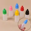 Colorido 200pcs 5ml 10ml 15ml 20ml 30ml 50ml 120ml vazio e garrafas de gotas plásticas líquidas com tampas de garrafa à prova de criança Tips1185284