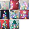 LED Xmas Luminous Pillow Case Linen Pillow Covers Cushion Cover Santa Claus Printed Pillowcase Sofa Car Decor DHL XD20194