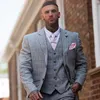 Fashion Brand Classic Check Groom Tuxedos Notached Lapel Two Button Groomsmen Mens Wedding Party Jacket Blazer 3 Piece