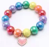 INS 12 stili per bambini Braccialetto di gioielli Perline colorate Cuore di sirena Bracciale con ciondoli a forma di cerchio Bracciale principessa di design carino per regalo di gioielli per ragazza