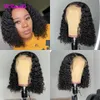 Braziliaanse Diepe Wave Bob Lace Front Menselijk Haar Pruiken Transparant 13x4 Kant Frontale Diepe Krullende Remy Haar Pruiken met Baby Haar Pre Geplukt