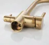 Rolya borstade Golden 3 Way Water Filter Tap Burned Gold Ro Water Kitchen Kaucet Tri Flow Kitchen Sink Mixer230p