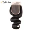 Bella Hair Body Wave Cierre de encaje Cabello humano 4x4 Libre Medio Cierres de encaje de tres partes 100% Cabello virgen humano brasileño sin procesar Rayita natural con cabello de bebé OFERTA