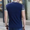 Men Polo Shirt Fashion Flower Print Polo Homme Slim Fit krótkie rękaw Camisa Polo Men Men Tops Tees ładne l-3xl