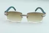 hommes et femmes mêmes lunettes de soleil lunettes de personnalité pleines de diamants T3524012 lunettes de soleil de luxe sans bordure arme en bois vert naturel d