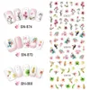 Autocollants 3D pour ongles, motif fleur de Rose, marguerite, flamant rose, curseur, pointe en papier, filigrane, décalcomanies de manucure