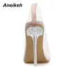 Mode PVC vrouw transparante sandalen dunne hoge hakken schoenen puntige teen pompen slip op solide abrikoos 35-42