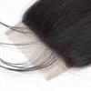 الشعر البرازيلي البكر 5x5 إغلاق الدانتيل مع شعر الطفل مستقيم 10-26 بوصة طبيعية اللون