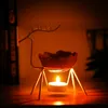 Deer Essential Oil Burner Happy Elk Lampa zapachowa Żelaza Aromaterapia Herbata Light Stand z Ceramic Bowl Black White