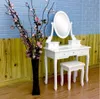 Free Shipping Wholesales 360°Rotation Single Mirror 5 Drawers Dressing Table White Black