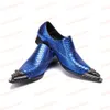 Новая Мода Синие Мужчины Натуральная Кожа Обувь Змея Шаблон Свадебные Туфли Скольжения на Партии Формальные Обувь Большой Размер 38-46