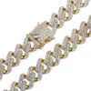 14mm 16-30Inches Straight Edge Diamonds Cuban Link Chain Collier Or Argent Couleur Iced Out Cubic Zirconia Hiphop Style Men Jewel323p