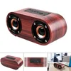 Altavoz Q8 Altavoz inalámbrico Bluetooth 4.2 con doble bocina de madera de 6 W, compatible con conexión de cable auxiliar y reproducción de tarjeta TF para tableta PC/MP3