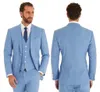 Sky Blue Groom Tuxedos Notch Lapel Slim Fit Groomsman Wedding Tuxedos Men Prom Party Jacket Blazer 3 Piece Suit(Jacket+Pants+Tie+Vest) 2300