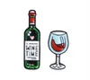 Mini Sevimli Şarap Ve Şarap Gözlük Çift iğneler Kırmızı Şarap Şişesi fincan Broş Emaye Pin Badge İçin Aşıklar iyi arkadaşı iğneler GD189