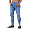 New Fashion Casual Mens Skinny Stretch Denim Pants Distressed Ripped Freyed Slim Fit Jeans Trousers For Male Drop Shipping