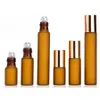 3ml 5ml 10ml Frost Clear Amber Roll On Roller Bottle per oli essenziali Contenitori per deodoranti per bottiglie di profumo ricaricabili