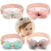 Fashion Girls Headbands Organza Elastic Headband Big Bow Lace Baby Hair Band Head Wrap Kids Toddler Infantil Princess Headwear Accessories